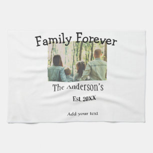 Familienname Foto Jahr rustikale Vintage Ferien hi Geschirrtuch