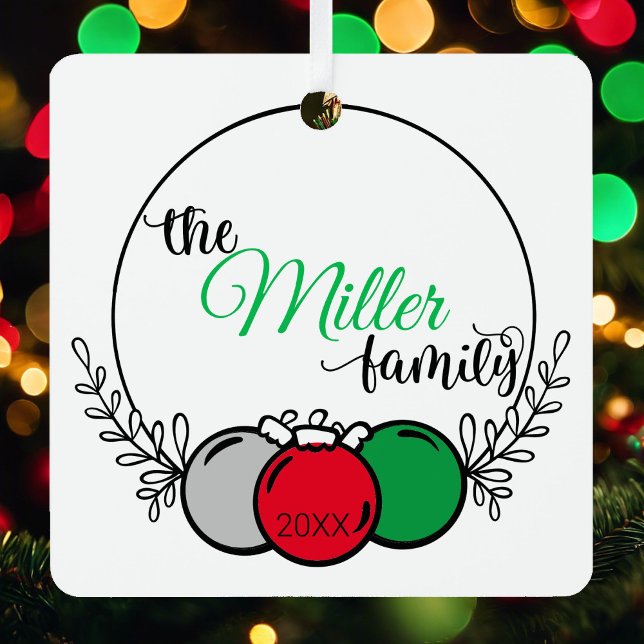 Familienname Foto und Jahr Weihnachts-Sake Ornament Aus Metall (Von Creator hochgeladen)