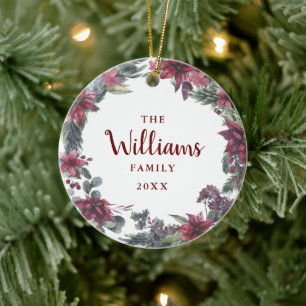 Familienname Foto Weihnachten Floral Ferien Keramik Ornament