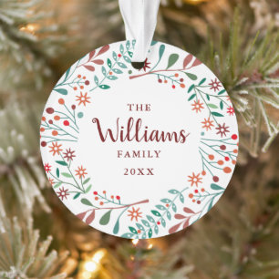 Familienname Foto Weihnachten Floral Ornament