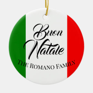 Familienname Frohe Weihnachten Italien Flagge Keramik Ornament