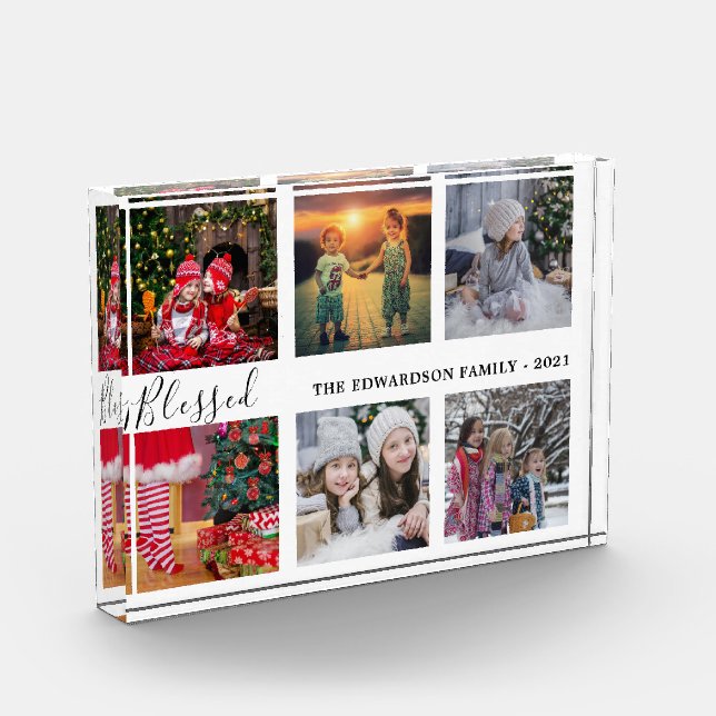 Familienname für Foto-Collage Familienname Gesegne Fotoblock (Links)