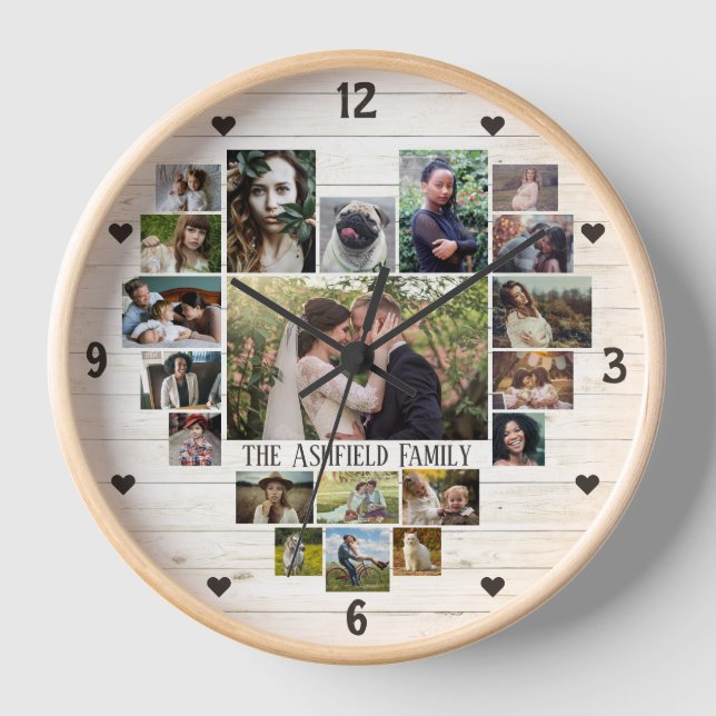 Familienname für Fotosammlungen im Herzen 20 Bilde Uhr (Vorderseite)