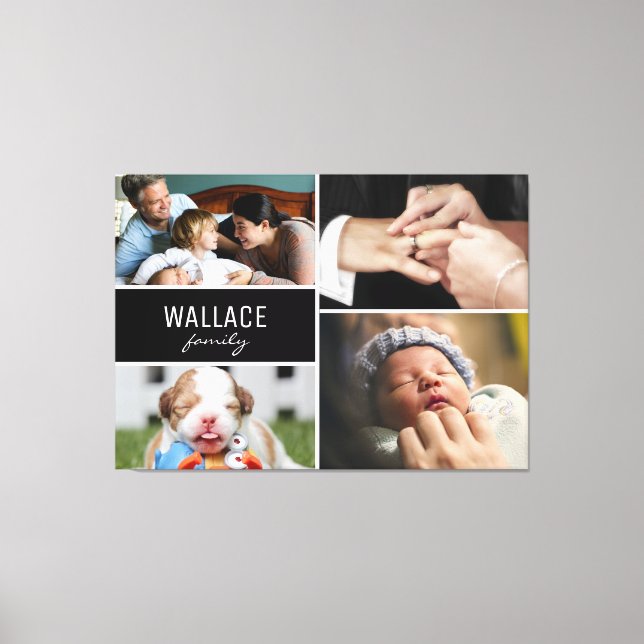 Familienname für mehrere Fotos Leinwanddruck (Vorderseite)