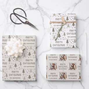 Familienname für Weihnachts-Foto Geschenkpapier Set