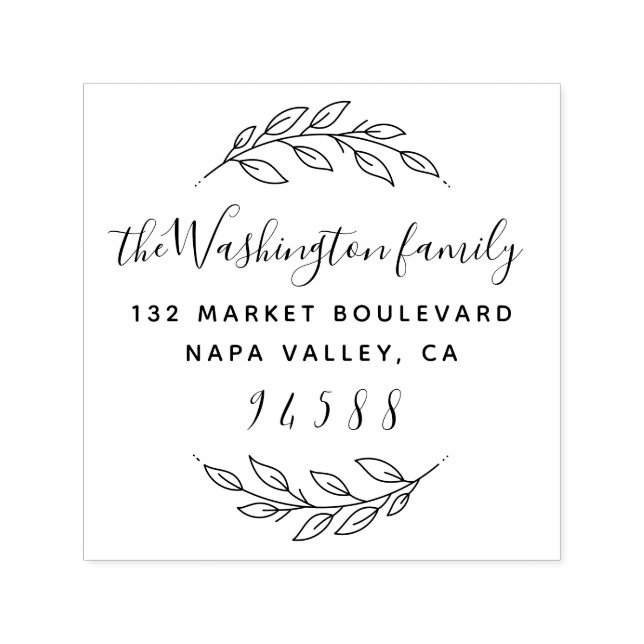 Familienname Handschrift Script-Rücksendeadresse Permastempel (Design)