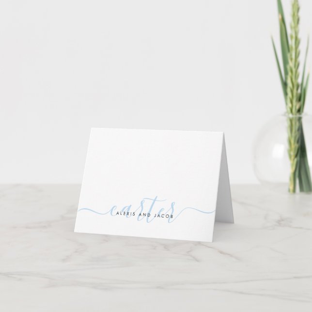 Familienname Hochzeit Light Baby Blue Script (Vorderseite)