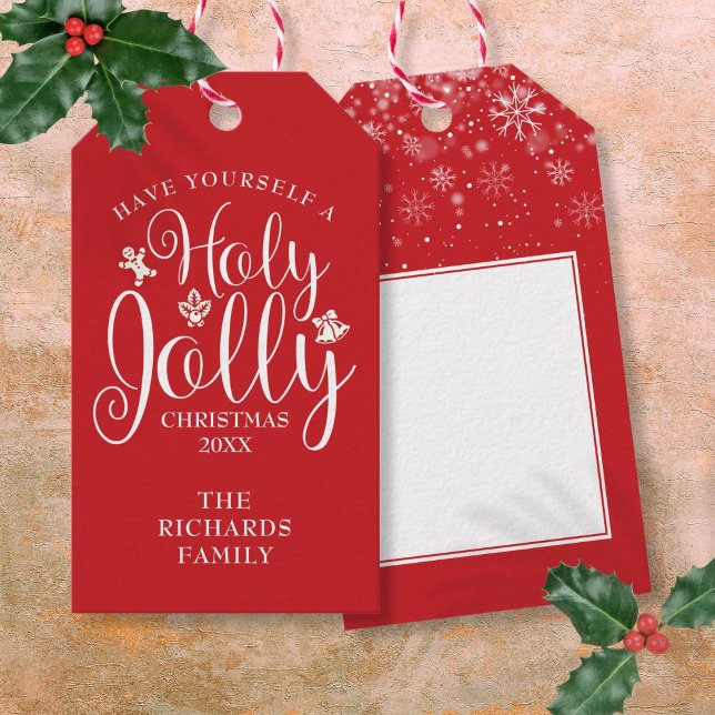 Familienname Holy Jolly Weihnachten Geschenkanhänger (Family Name Holy Jolly Christmas Gift Tags)