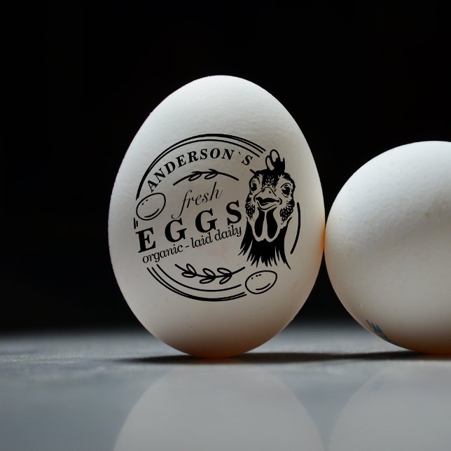 Familienname Hühnereier Runde dekorativ Permastempel (Family Name Chicken Egg Farm Round Decorative Self-inking Stamp)