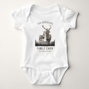 Familienname Hütte Hirsch Kiefer Wald Berge Baby Strampler