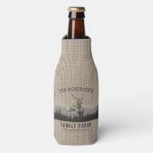 Familienname Hütte Hirsche Kiefernwald Burlap