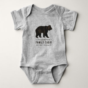 Familienname Hütte Rustikal Braun Schwarzbär Baby Strampler