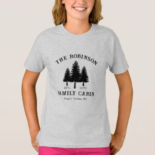 Familienname Hütte Rustikal Land Bäume T-Shirt