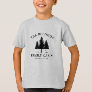 Familienname Hütte Rustikal Land Bäume T-Shirt