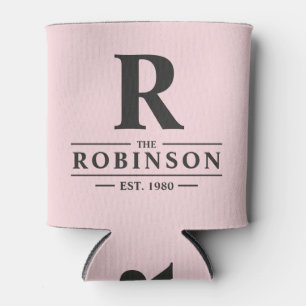 Familienname & Initial Pink Whisper und Schwarz Dosenkühler