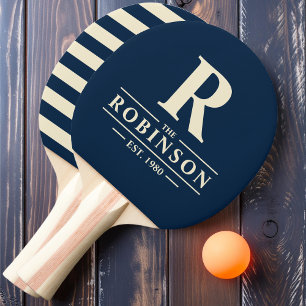 Familienname & Initial Polo Tiefsee Blau Tischtennis Schläger