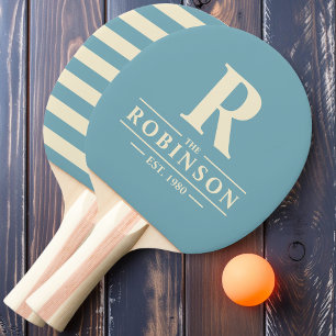 Familienname & Initial Polo Warm Aqua Nachmittag Tischtennis Schläger
