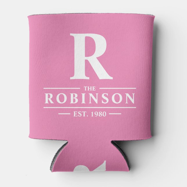 Familienname & Initiale Pink Dosenkühler (Vorderseite)