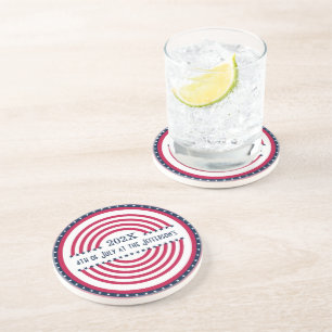 Familienname Jahr 4. Juli Sterne Streifen Getränkeuntersetzer