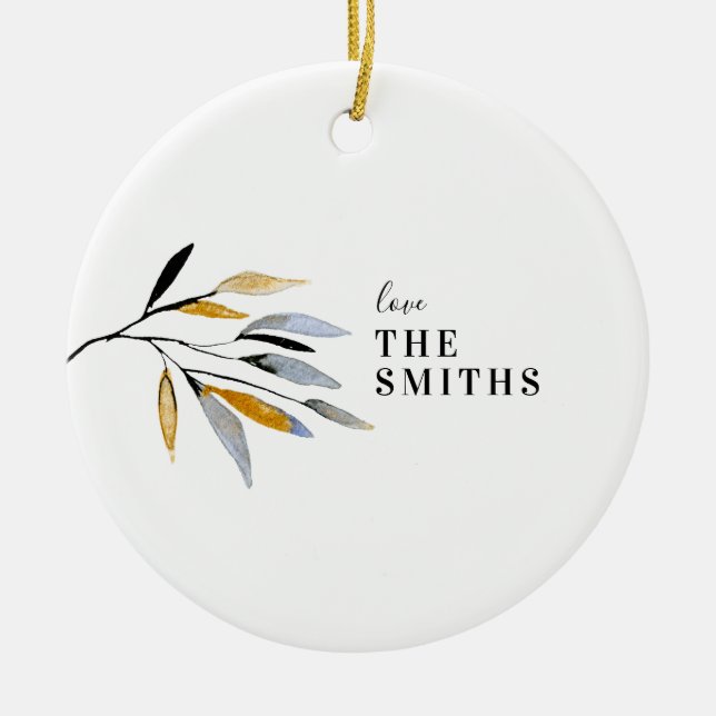 Familienname Jahr Einfache WeihnachtsWeihnachtsWei Keramik Ornament (Vorne)