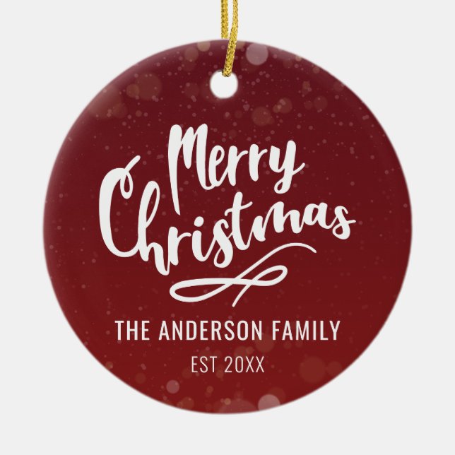 Familienname Jahr Moderne Personalisierte Weihnach Keramik Ornament (Vorne)