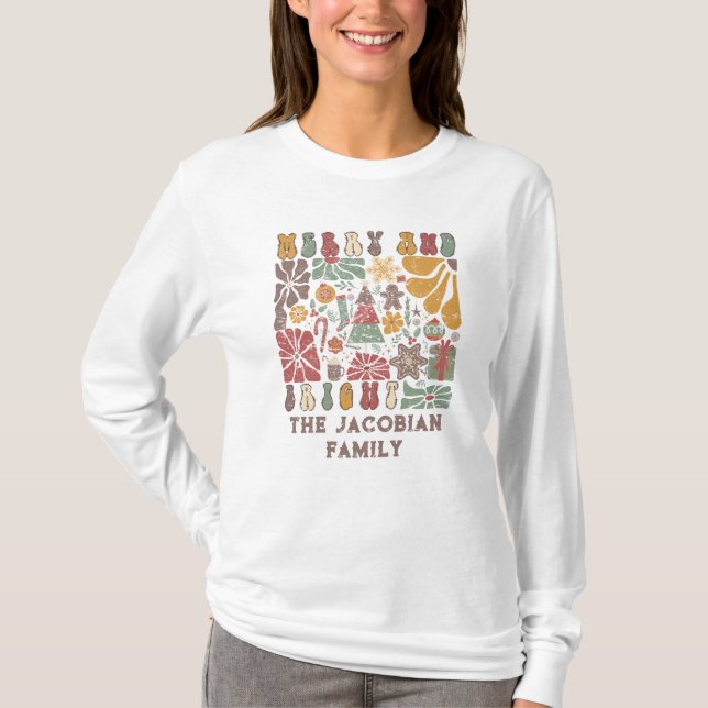Familienname Jahr Wiedersehen Boho Floral Weihnach T-Shirt (Vorderseite)
