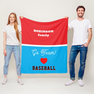 Familienname Jugendbaseball Rot Weiß Blau Herz Fleecedecke
