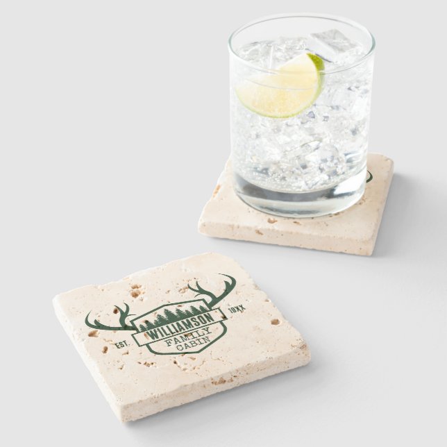 Familienname Kabine Forest Green Untersetzer (Seitenansicht)