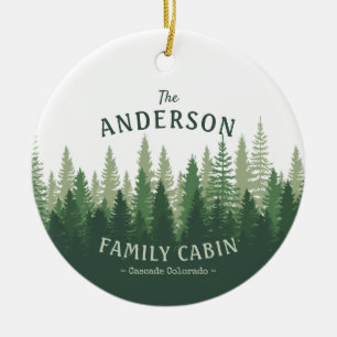 Familienname Kabine Lage Pine Tree Forest Keramik Ornament