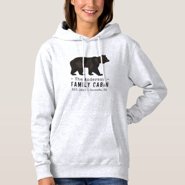 Familienname Kabine Rustikaler brauner Bär Hoodie (Vorderseite)