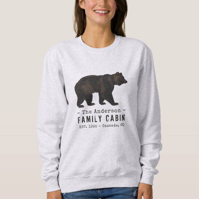 Familienname Kabine Rustikaler brauner Bär Sweatshirt (Vorderseite)