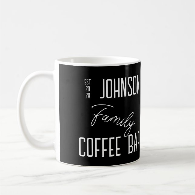 Familienname Kaffee schwarz und weiß Kaffeetasse (Links)