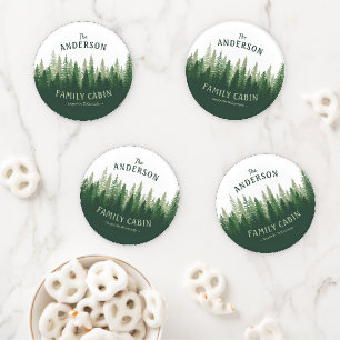 Familienname Kiefernbäume 4pc Untersetzer Set