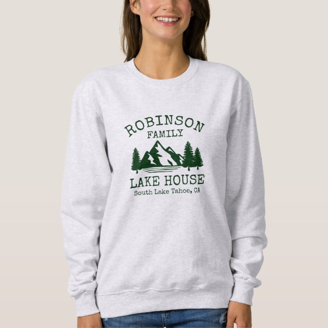 Familienname Lake House Forest Green Silhouette Sweatshirt (Vorderseite)