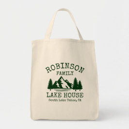 Familienname Lake House Forest Green Silhouette Tragetasche