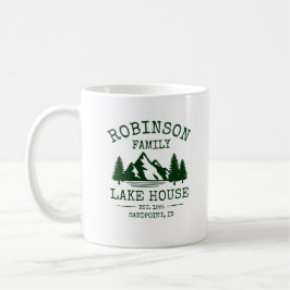 Familienname Lake House Forest Green Trees Kaffeetasse