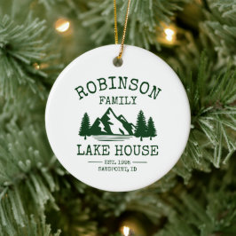 Familienname Lake House Forest Green Trees Keramik Ornament