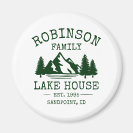 Familienname Lake House Forest Green Trees Magnet
