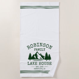 Familienname Lake House Forest Green Trees Strandtuch