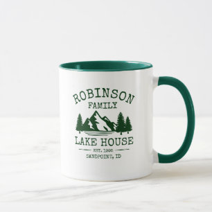 Familienname Lake House Forest Green Trees Two Ton Tasse