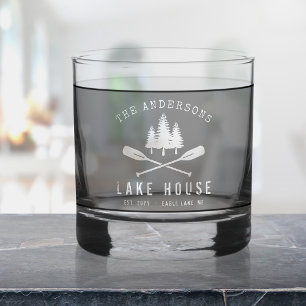 Familienname Lake House Moderne Oars Trees Whiskyglas