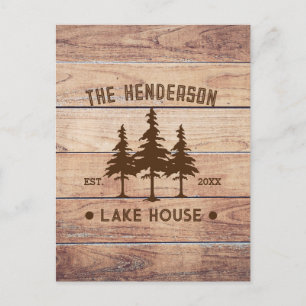 Familienname Lake House Pine Trewood Personalisier Postkarte