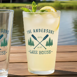 Familienname Lake House Rustikale Oars Pine Trees Glas