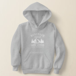 Familienname Lake House Rustikale weiße Silhouette Hoodie