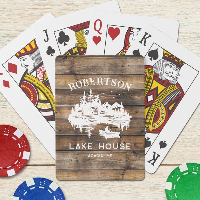 Familienname Lake House Rustikales Holz Spielkarten (Von Creator hochgeladen)