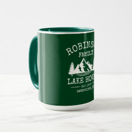 Familienname Lake House Trees Forest Green Big Tasse