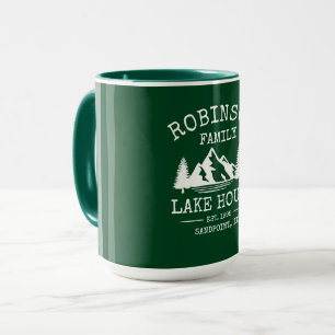 Familienname Lake House Trees Forest Green Big Tasse