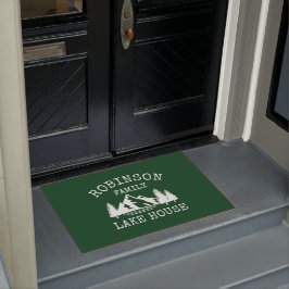 Familienname Lake House Trees Forest Green Fußmatte