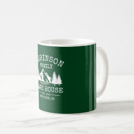 Familienname Lake House Trees Forest Green Kaffeetasse