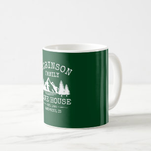 Familienname Lake House Trees Forest Green Kaffeetasse
